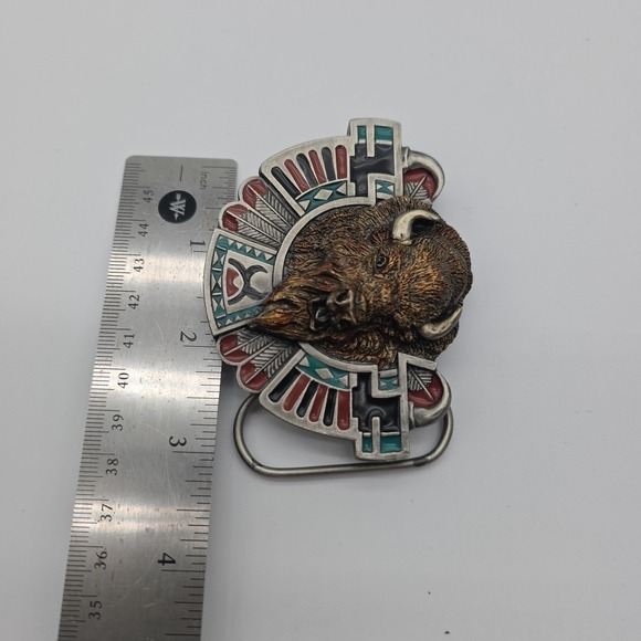 Buffalo Bison Tribal Art Native American Bergamot Belt Buckle D-256 Multicolor - Picture 5 of 5